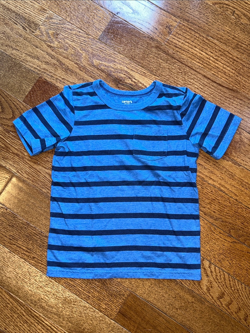 Carter's Blue and Navy Striped Pocket Tee Size 6